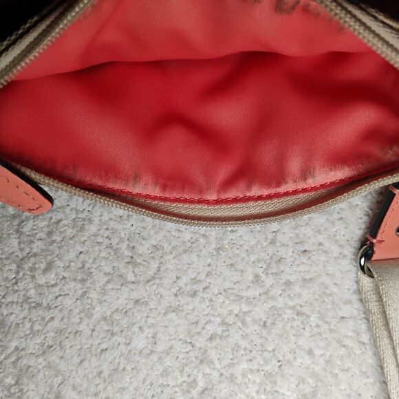 COACH Heritage Signature Stripe Swingpack F4886 Orange/Coral Logo Fall Mini - Picture 12 of 15